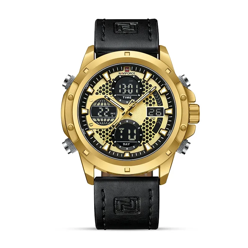 Naviforce NF9225 Dual-time Gold Dial Men's Watch